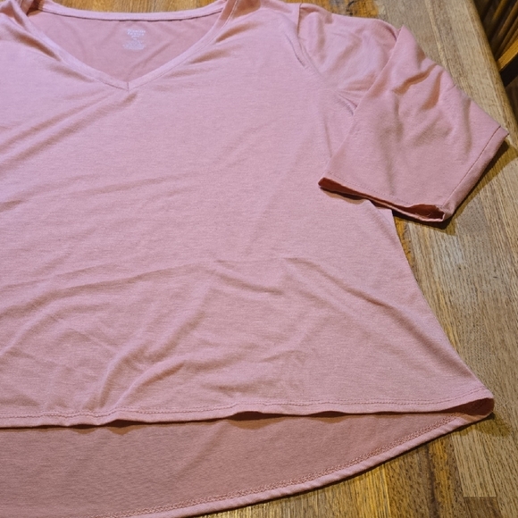 Jennifer‎ Lauren Plus XL Solid Blush Pink V-Neck 3/4 Sleeve Pullover Blouse - Picture 5 of 8